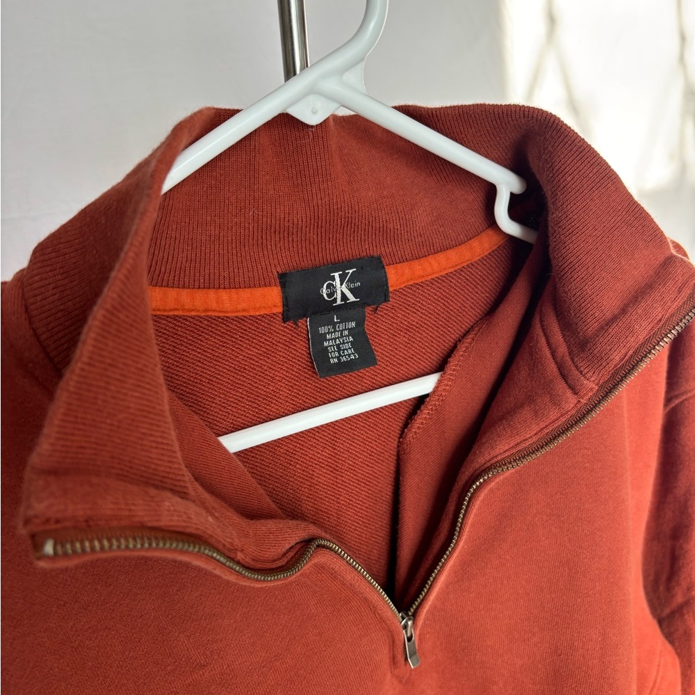 Calvin Klein Burnt Orange 1/4 zip Sweater